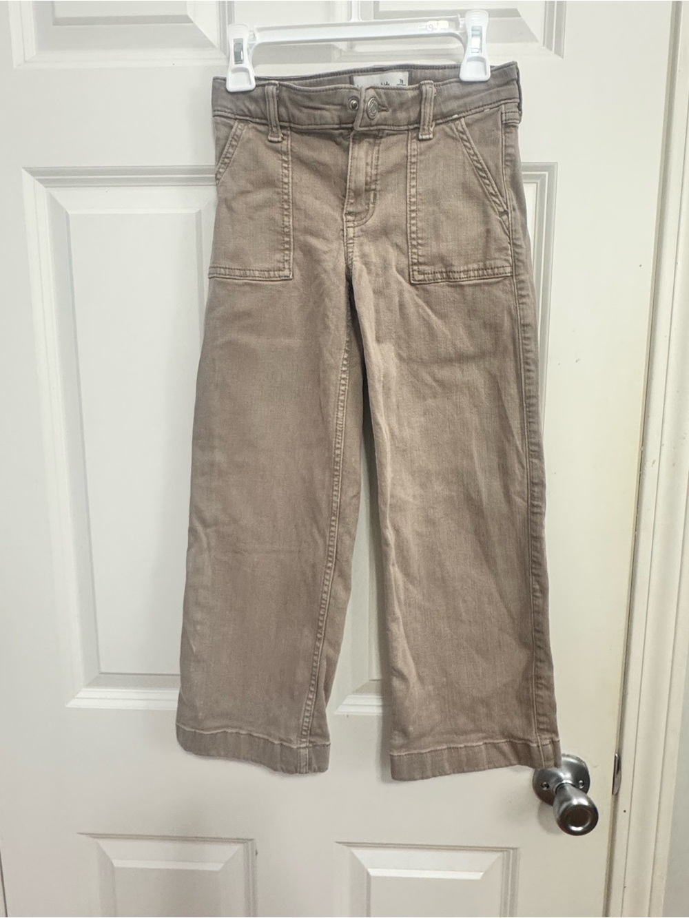 Abercrombie kids Beige Wide-Leg Utility Pants - Front Patch Pocket